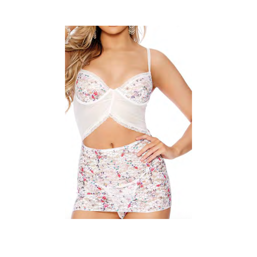 White Floral 1 piece babydoll